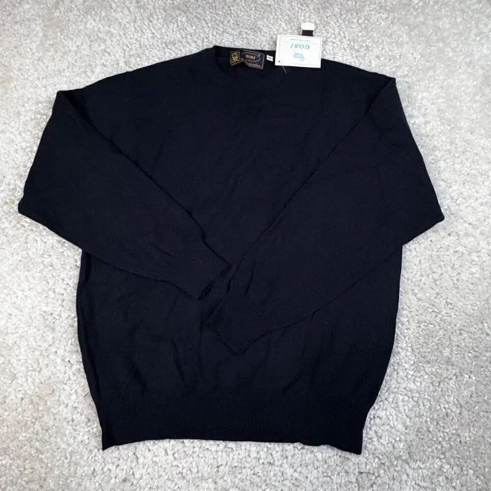 Gobi Cashmere Crew Neck Sweater Navy Blue NEW DEFECT